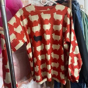 Red Sheep Pattern Sweater
